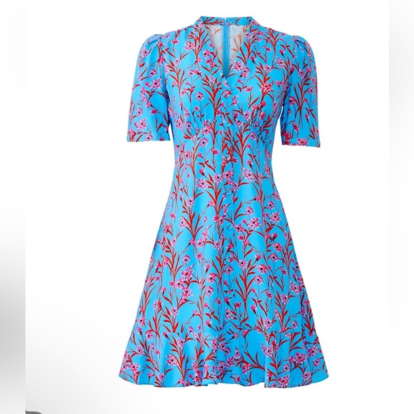 Shoshanna Spiaggia Floral Blue Mini Dress GUC Size 4 - Picture 1 of 5